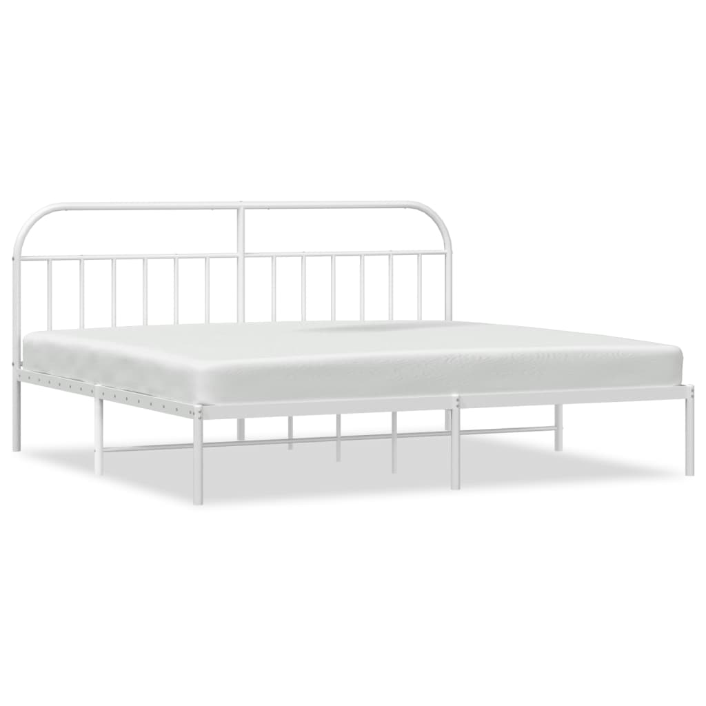 Bed frame with headboard metal white 200x200 cm