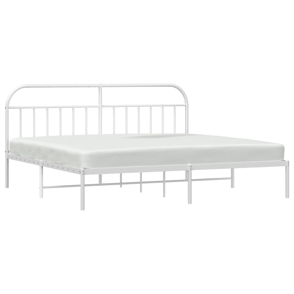 Bed frame with headboard metal white 200x200 cm