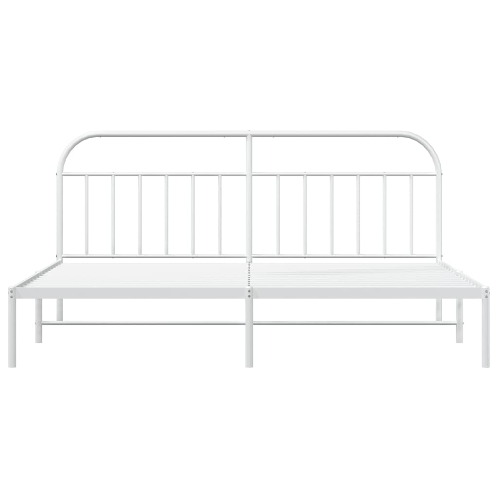 Bed frame with headboard metal white 200x200 cm