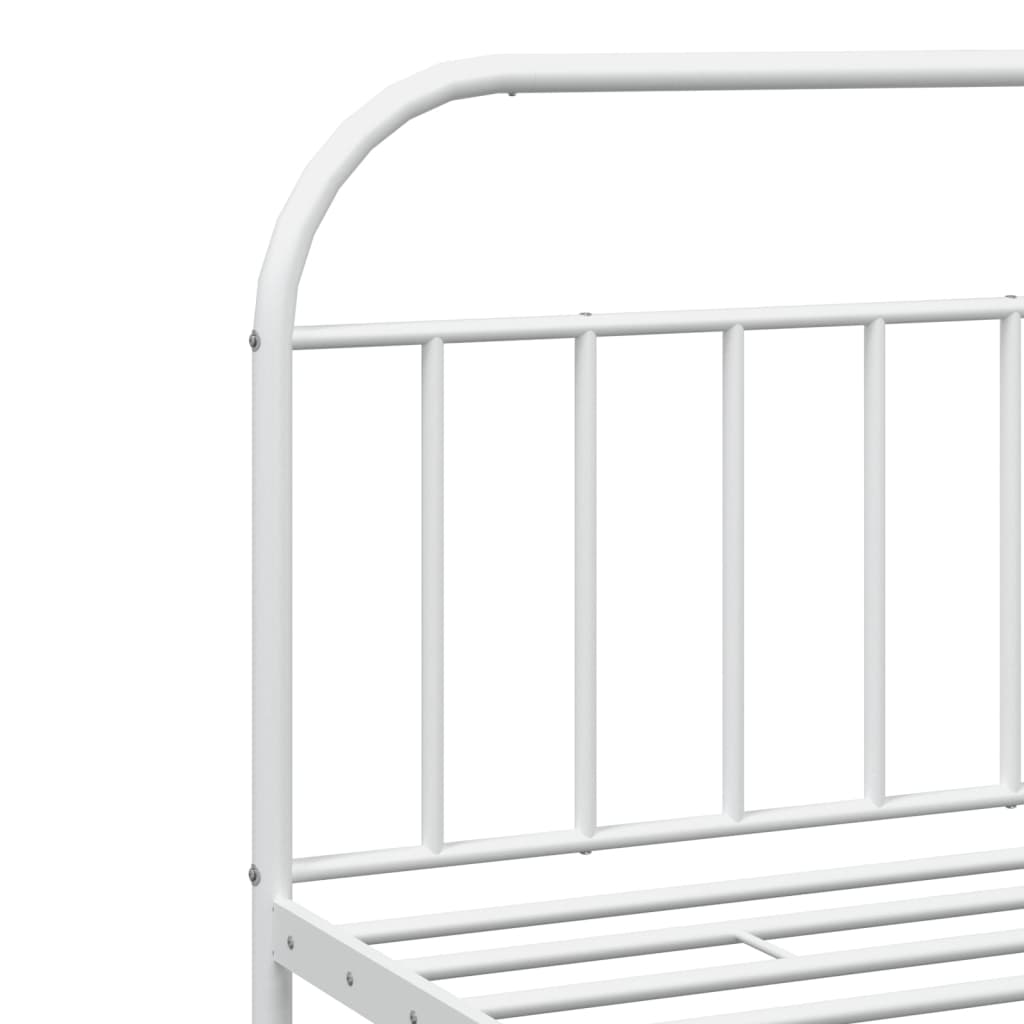 Bed frame with headboard metal white 200x200 cm
