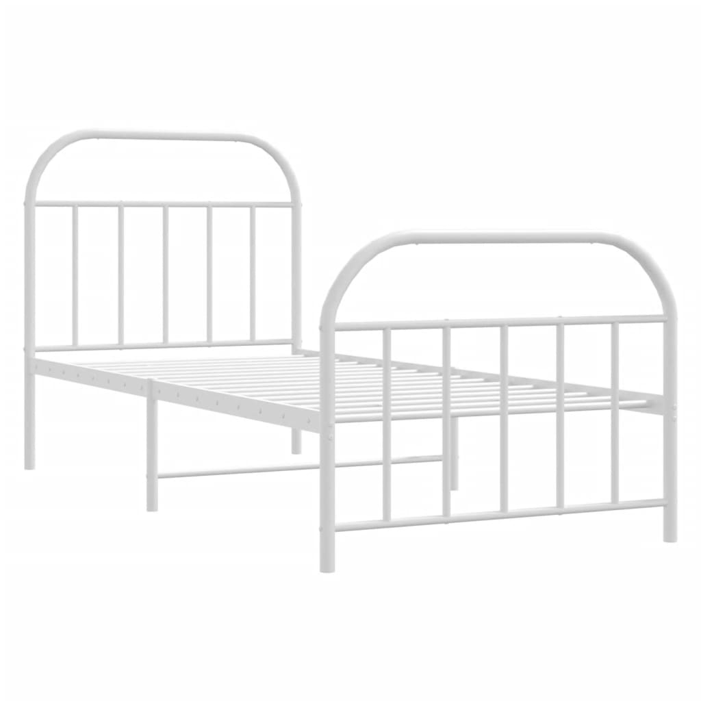 Bed frame with head and footboard metal white 90x190 cm