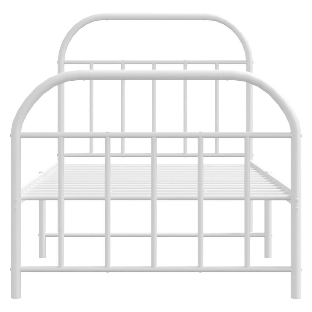 Bed frame with head and footboard metal white 90x190 cm