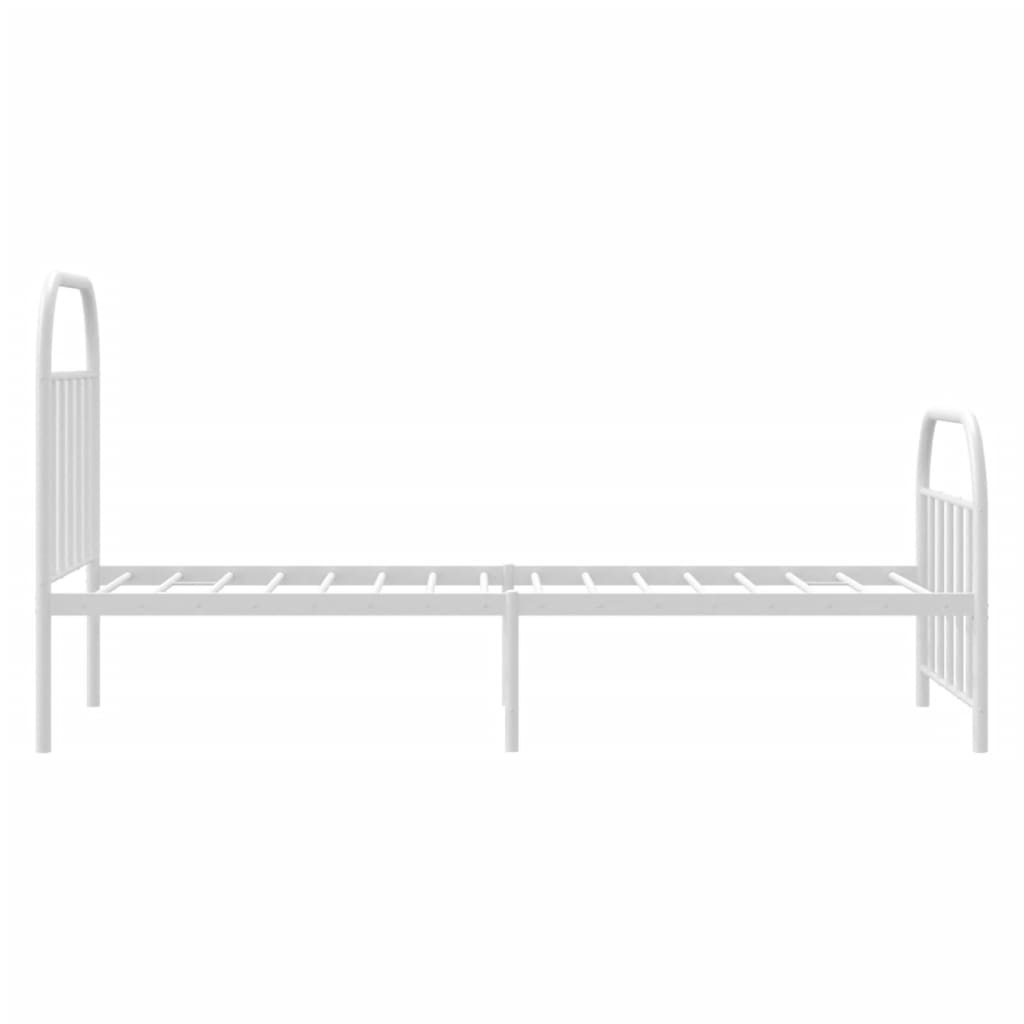 Bed frame with head and footboard metal white 90x190 cm