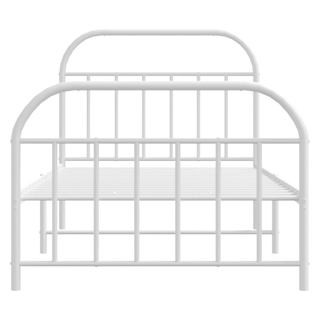 Bed frame with head and footboard metal white 100x190 cm