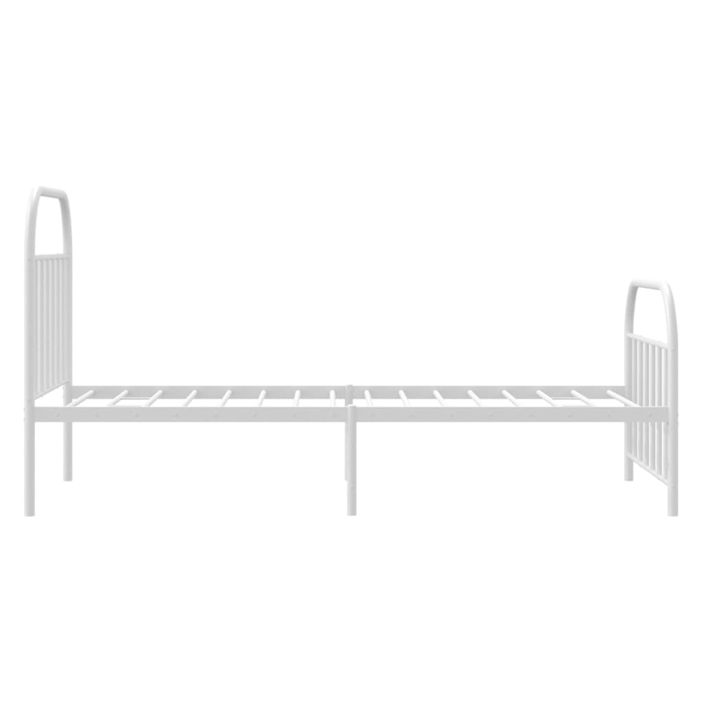 Bed frame with head and footboard metal white 100x190 cm
