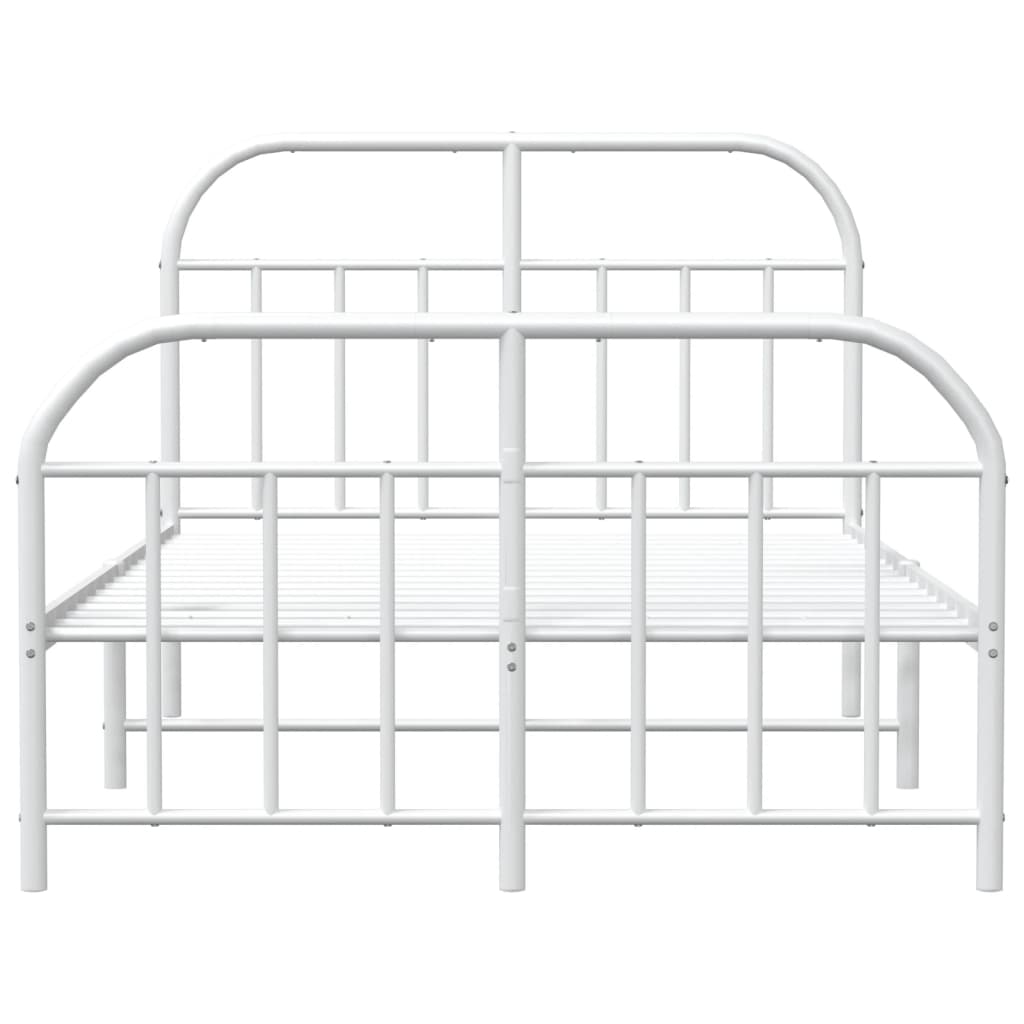 Bed frame with head and footboard metal white 120x190 cm