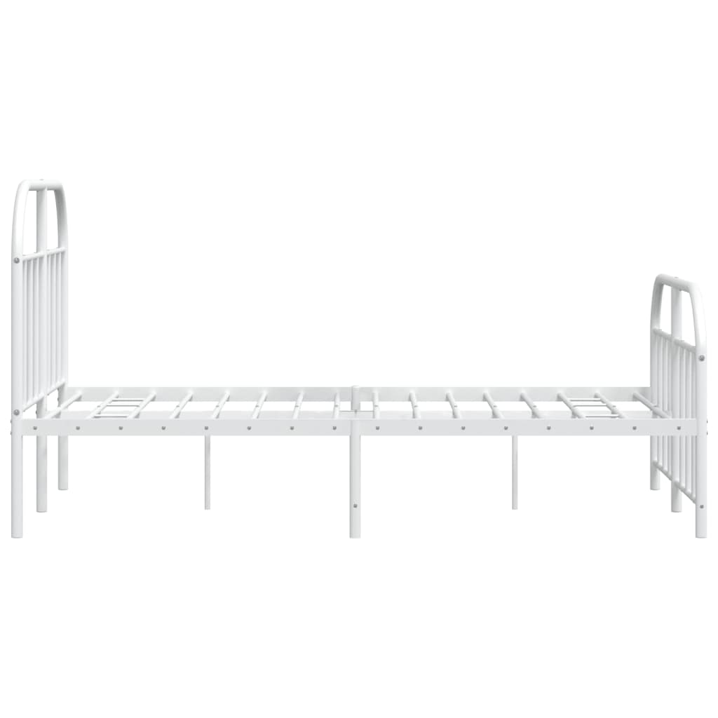 Bed frame with head and footboard metal white 120x190 cm