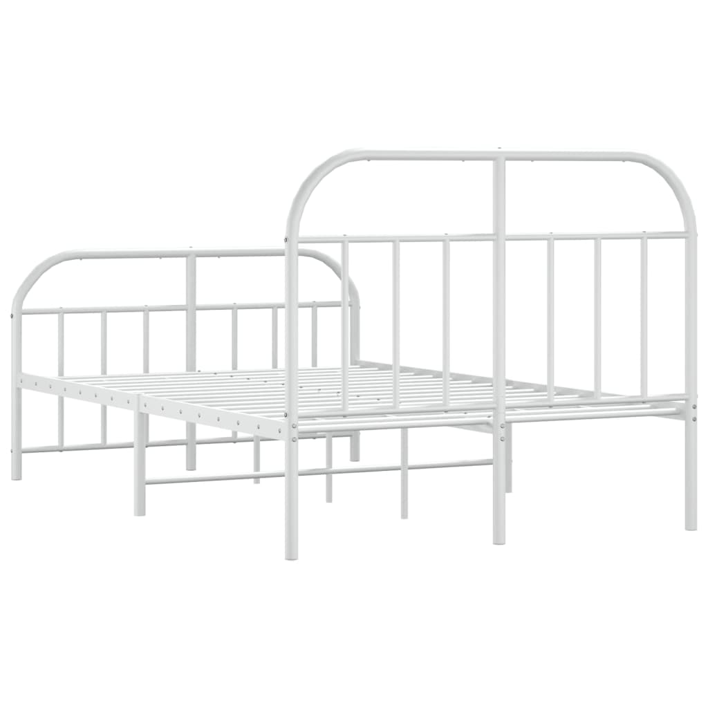 Bed frame with head and footboard metal white 120x190 cm