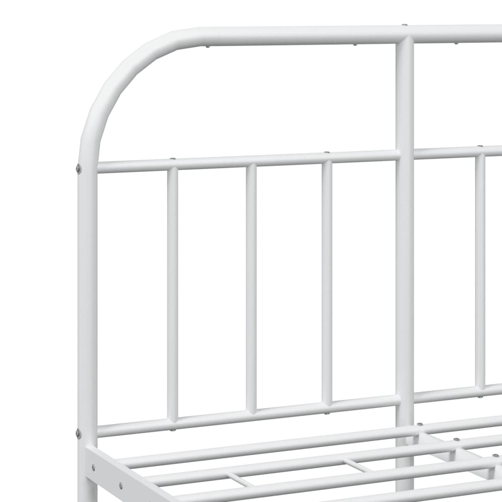 Bed frame with head and footboard metal white 120x190 cm