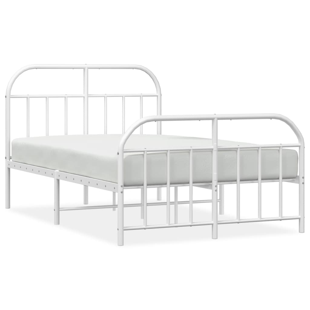Bed frame with head and footboard metal white 120x200 cm