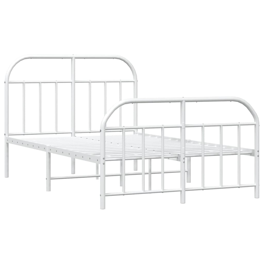 Bed frame with head and footboard metal white 120x200 cm