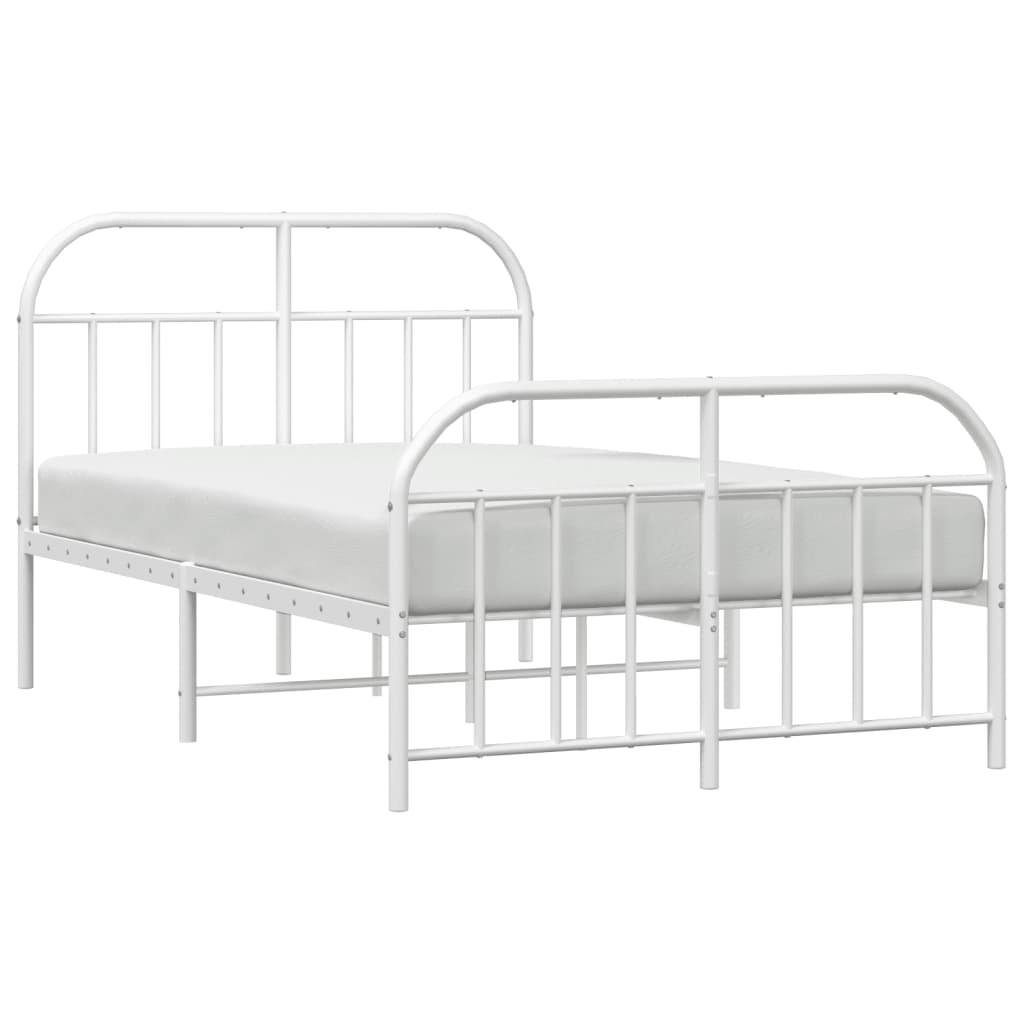 Bed frame with head and footboard metal white 120x200 cm