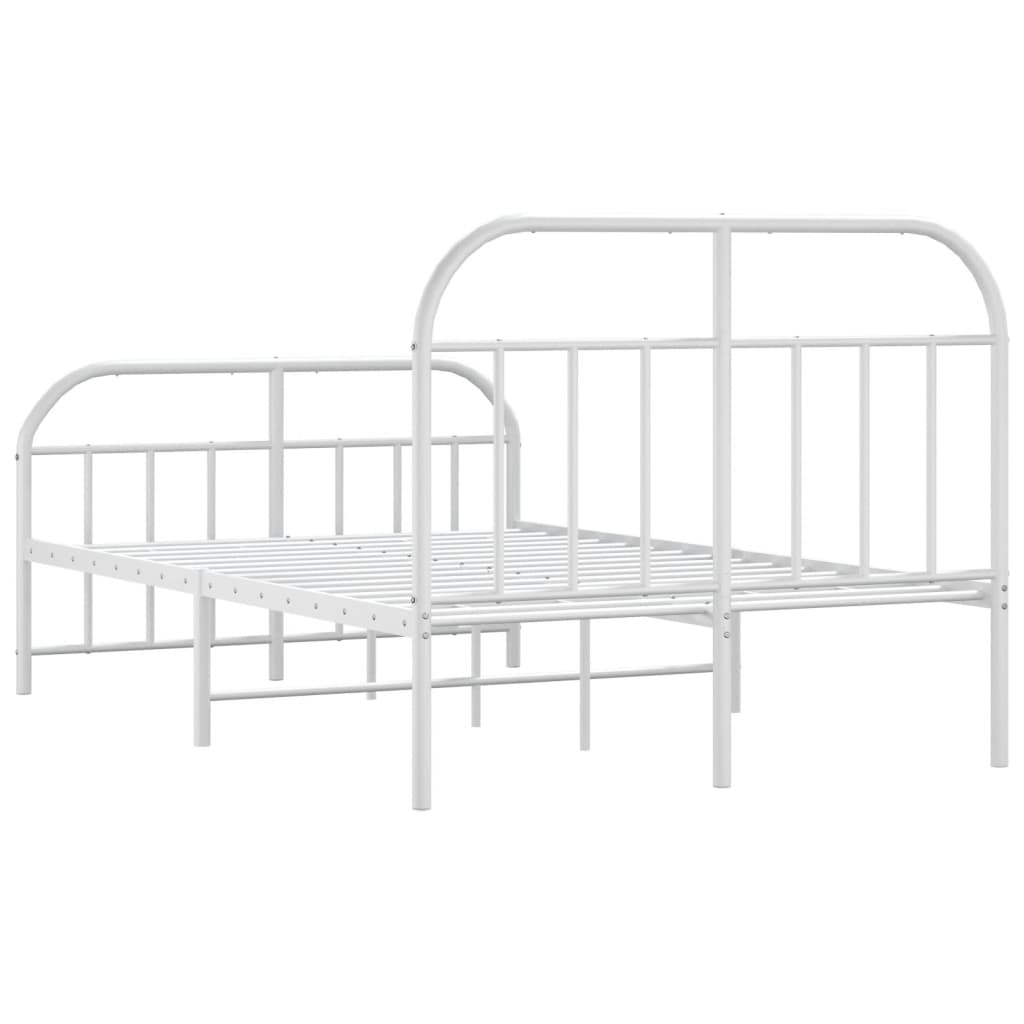 Bed frame with head and footboard metal white 120x200 cm