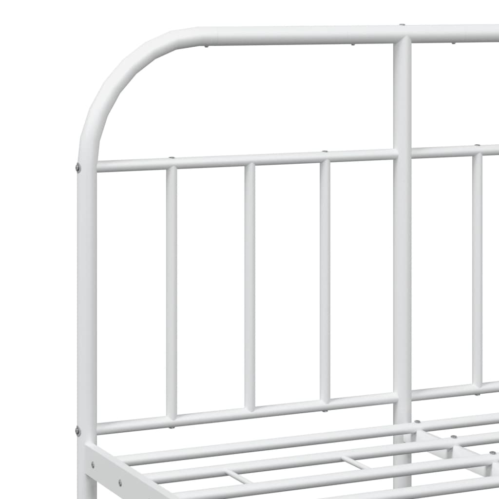 Bed frame with head and footboard metal white 120x200 cm