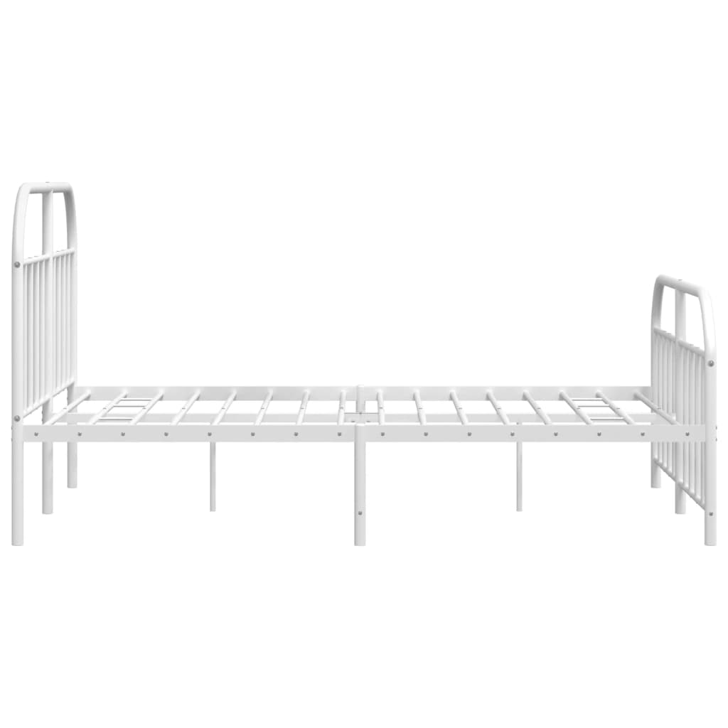 Bed frame with head and footboard metal white 135x190 cm