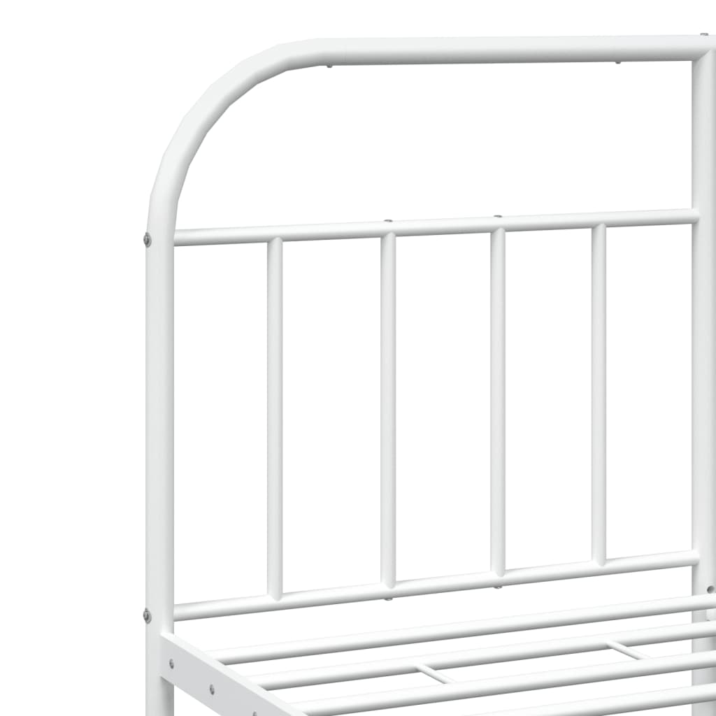 Bed frame with head and footboard metal white 135x190 cm