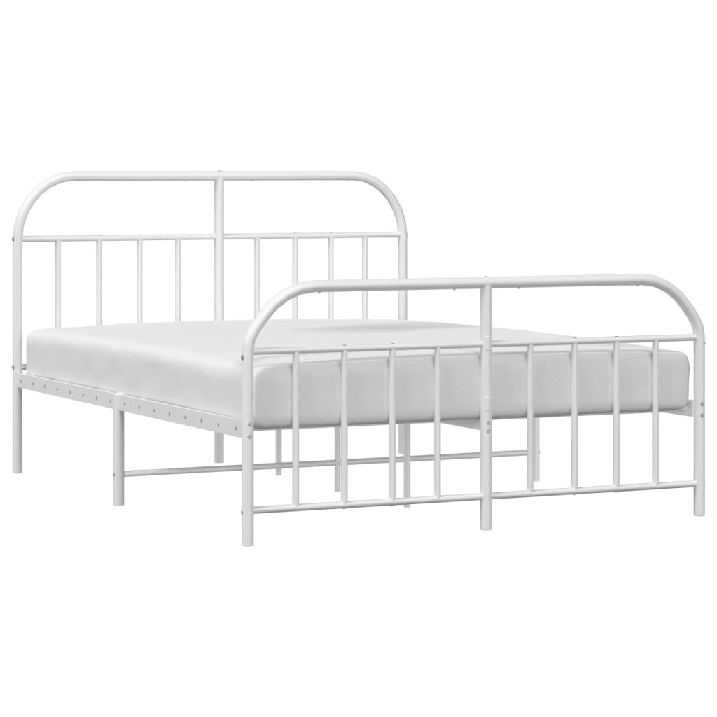 Bed frame with head and footboard metal white 140x190 cm