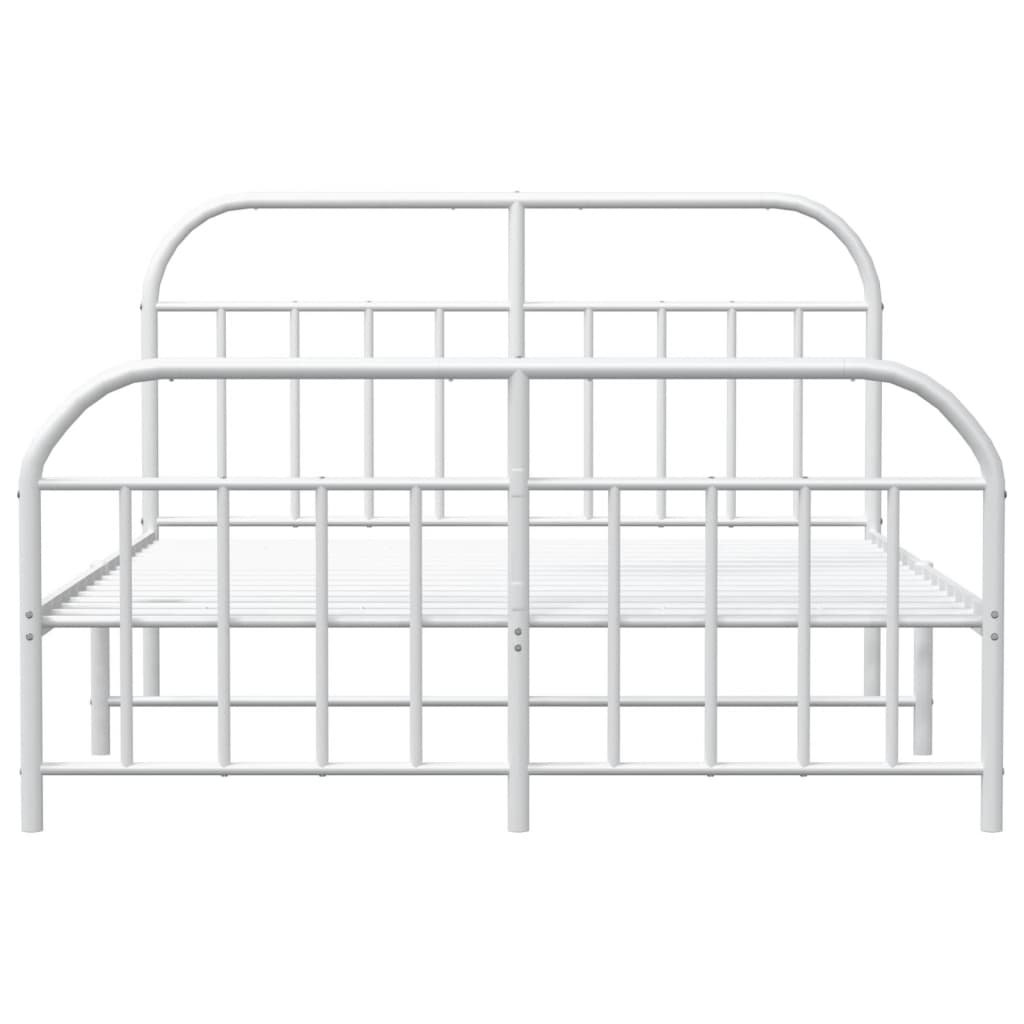 Bed frame with head and footboard metal white 140x190 cm