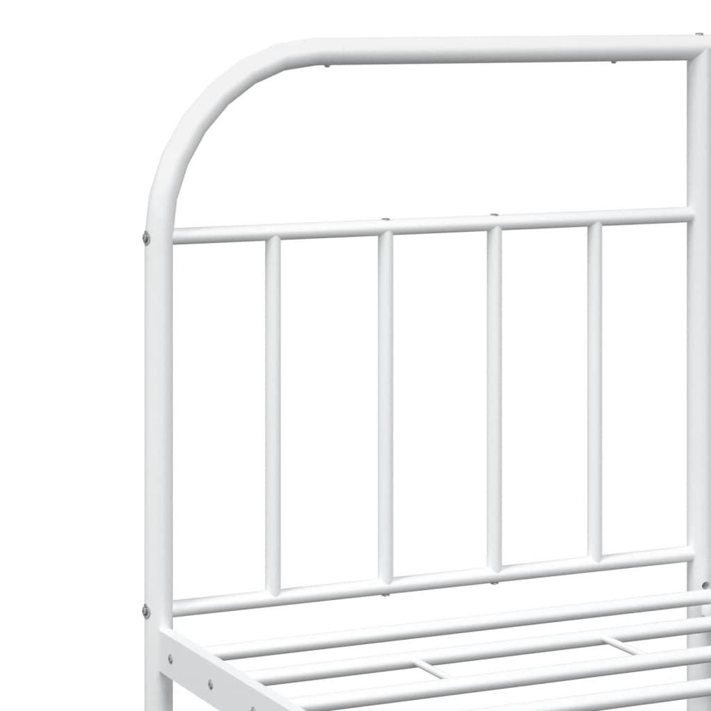 Bed frame with head and footboard metal white 140x190 cm