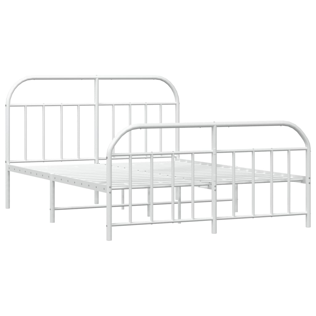 Bed frame with head and footboard metal white 140x200 cm