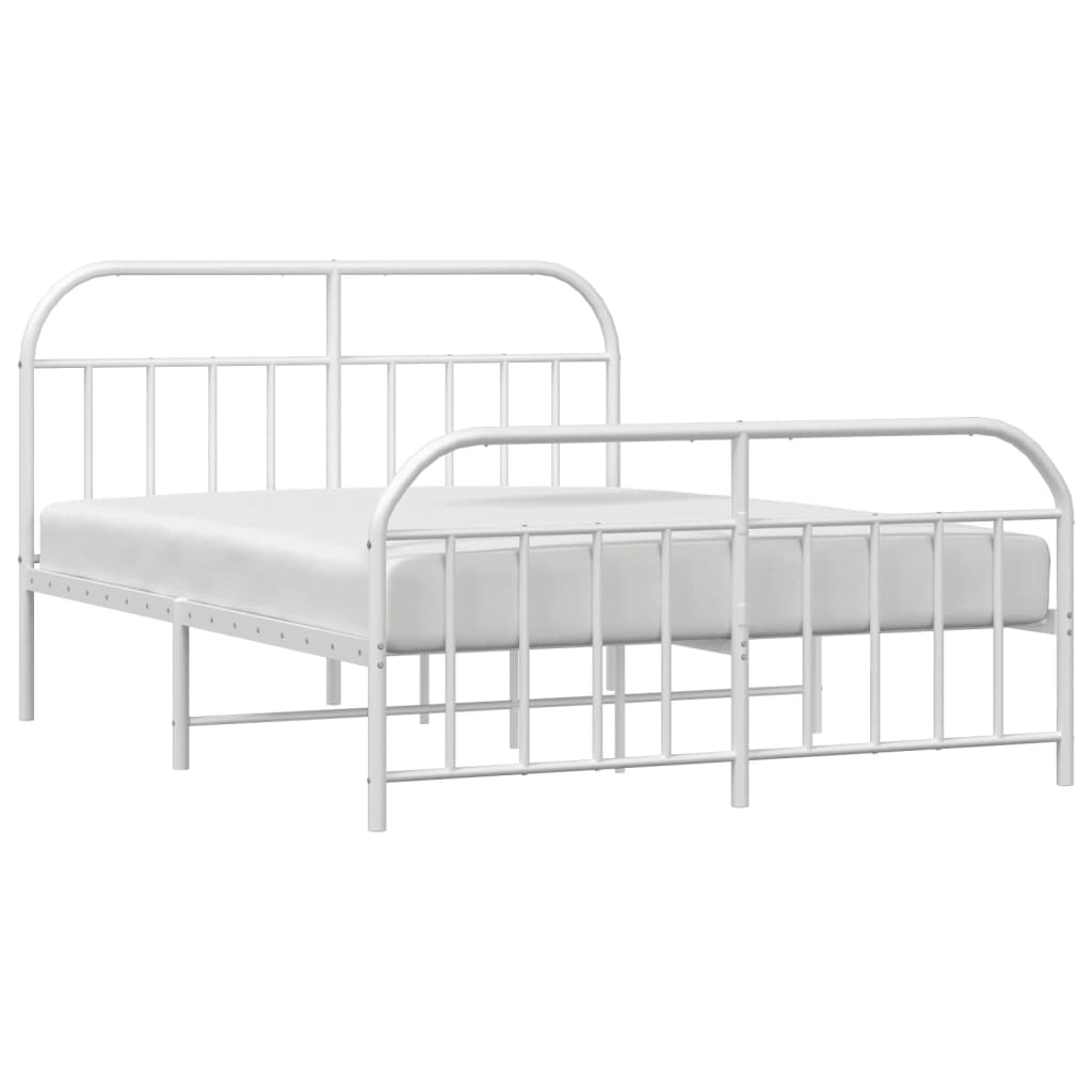 Bed frame with head and footboard metal white 140x200 cm