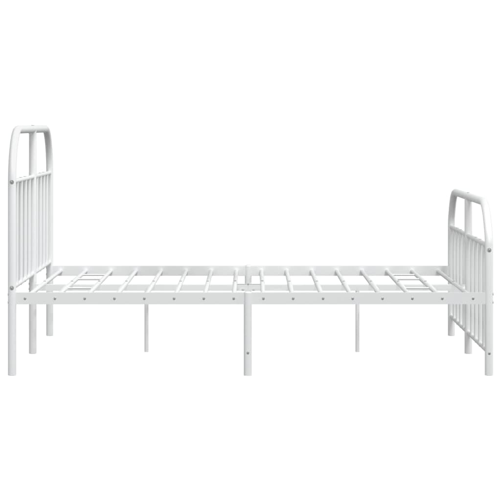 Bed frame with head and footboard metal white 140x200 cm