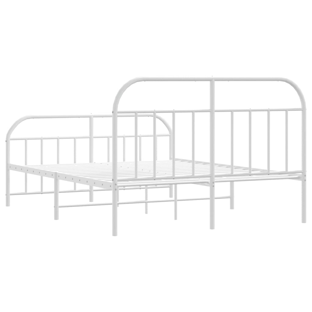 Bed frame with head and footboard metal white 140x200 cm