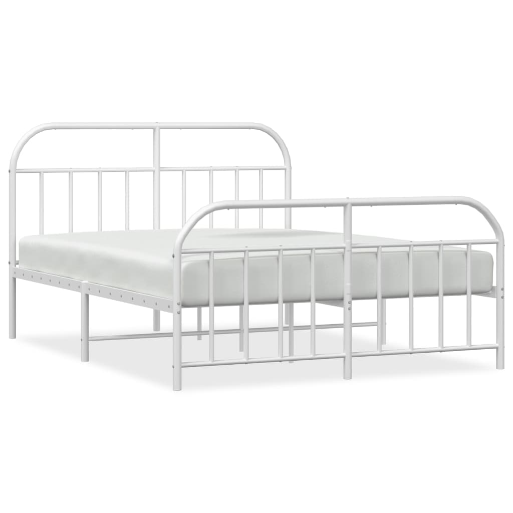 Bed frame with head and footboard metal white 180x200 cm