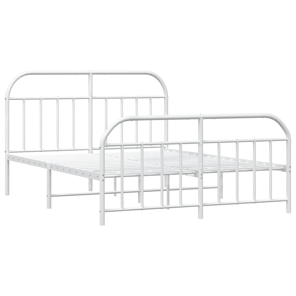 Bed frame with head and footboard metal white 180x200 cm