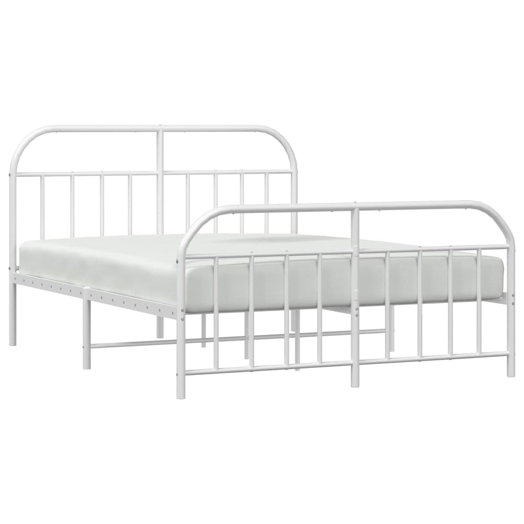 Bed frame with head and footboard metal white 180x200 cm