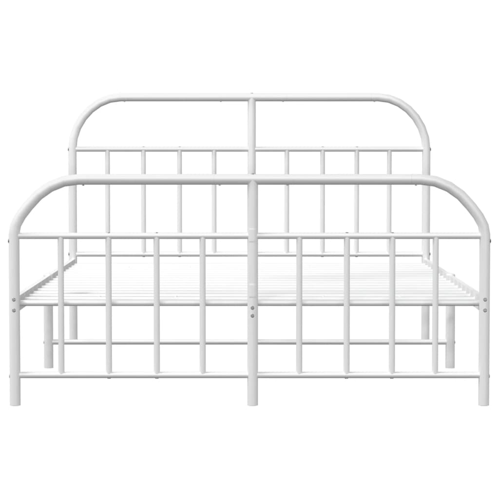 Bed frame with head and footboard metal white 180x200 cm