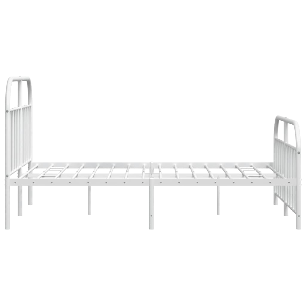 Bed frame with head and footboard metal white 180x200 cm