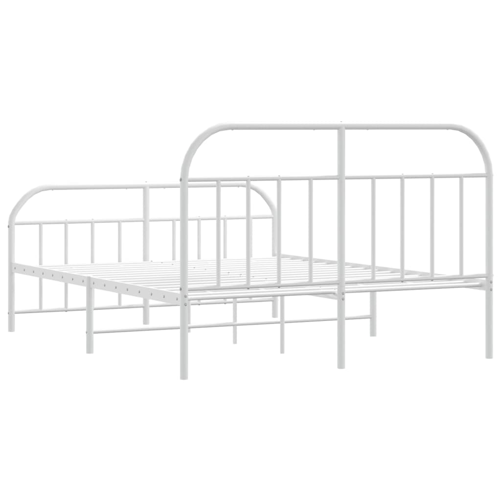 Bed frame with head and footboard metal white 180x200 cm