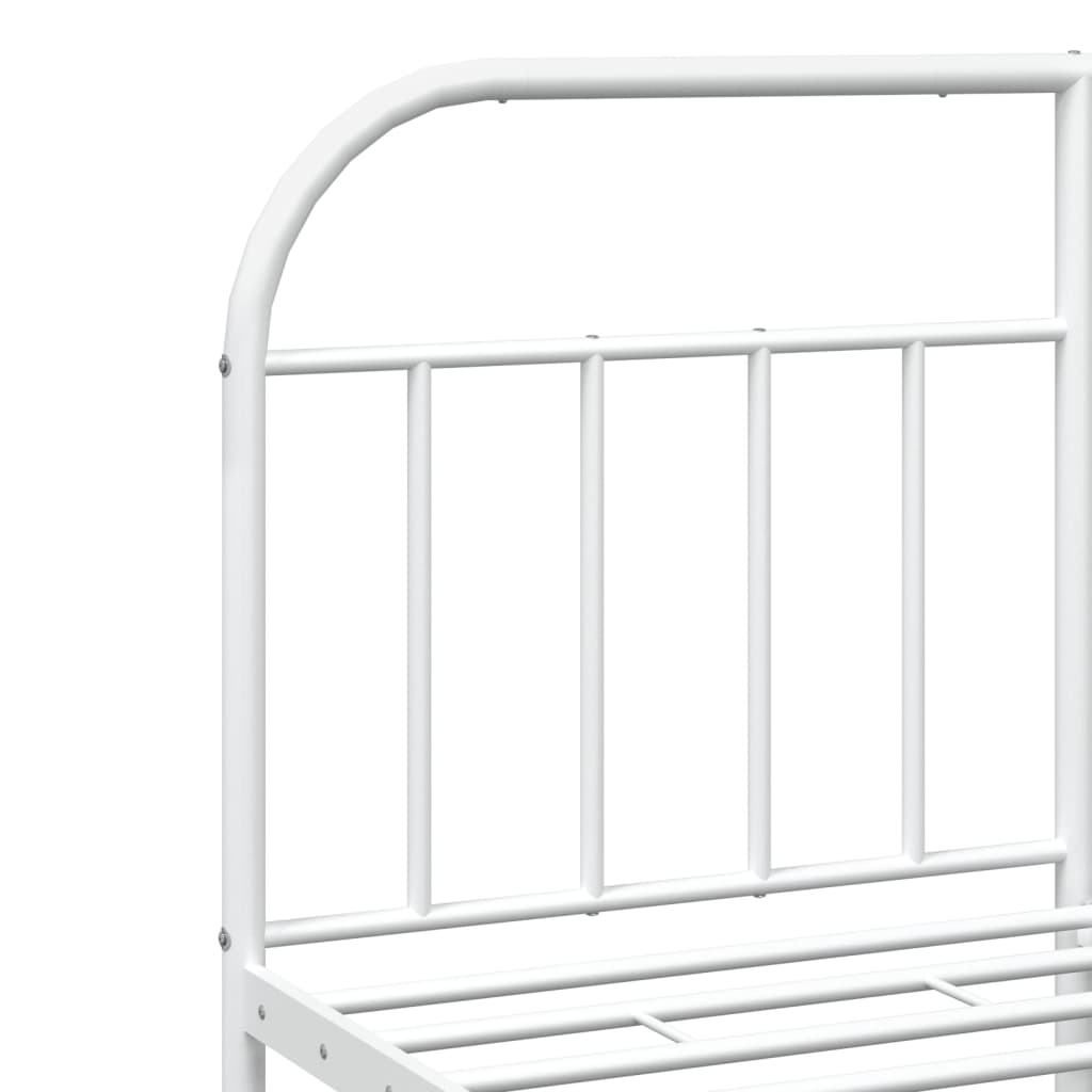 Bed frame with head and footboard metal white 180x200 cm