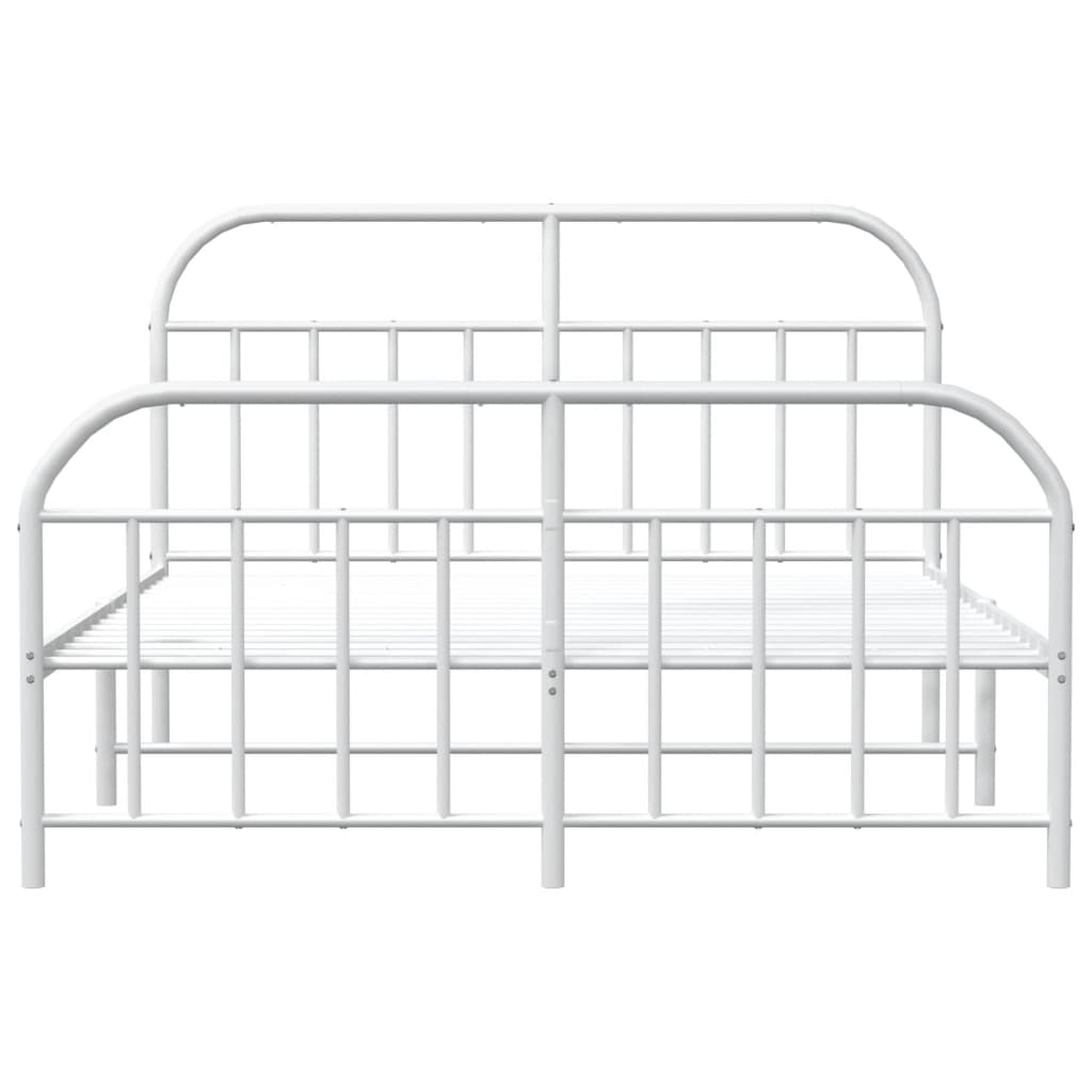 Bed frame with head and footboard metal white 183x213 cm
