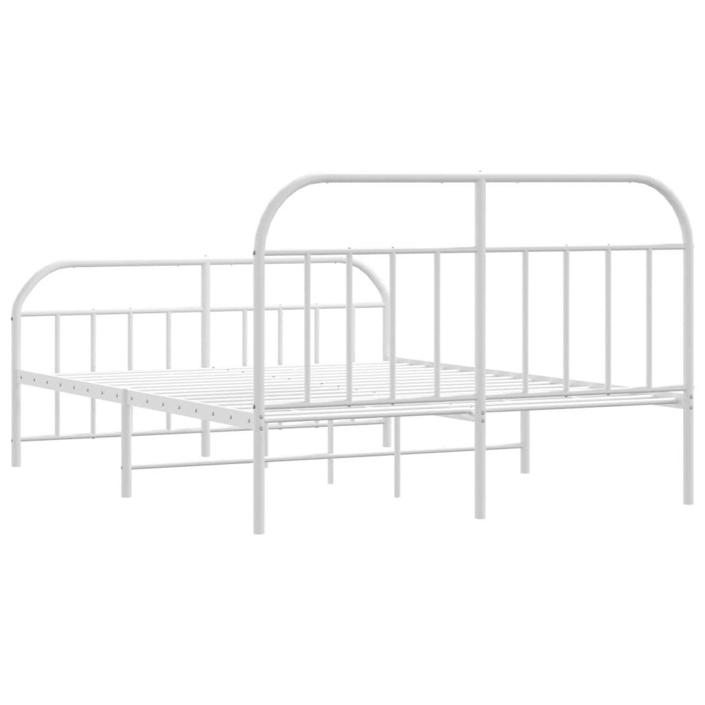 Bed frame with head and footboard metal white 183x213 cm