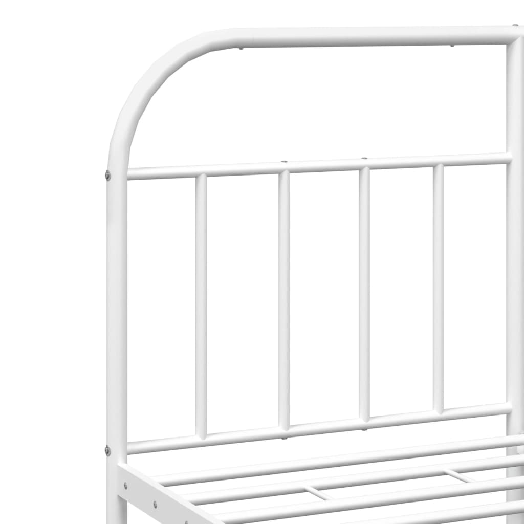 Bed frame with head and footboard metal white 183x213 cm