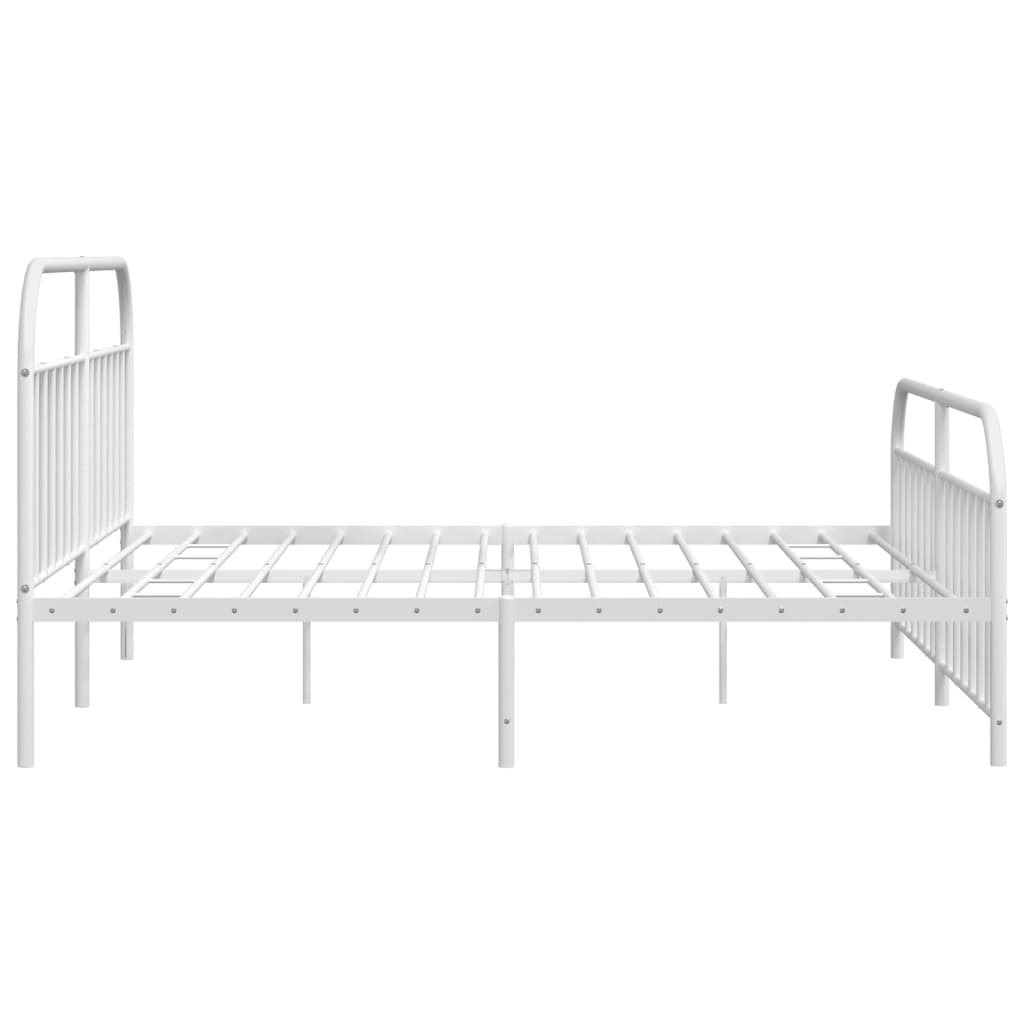 Bed frame with head and footboard metal white 193x203 cm