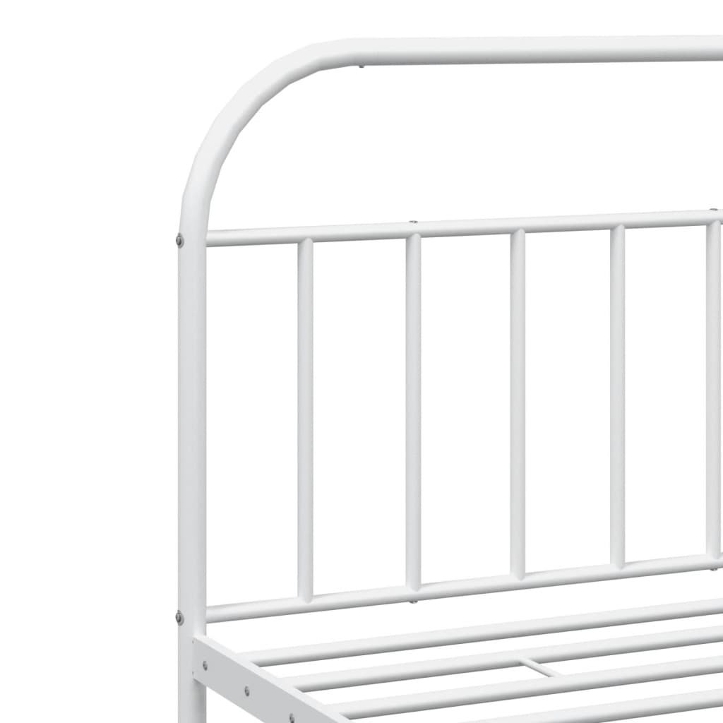 Bed frame with head and footboard metal white 193x203 cm