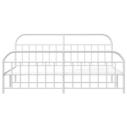 Bettgestell mit Kopf- und Fußteil Metall Weiß 200x200 cm