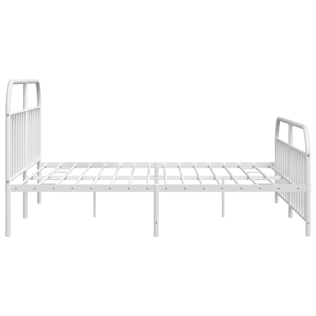 Bed frame with head and footboard metal white 200x200 cm