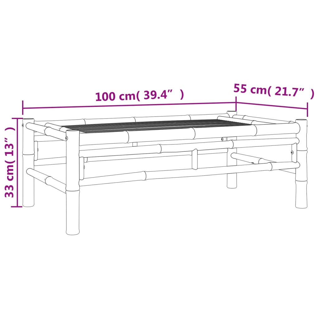Table basse de jardin 100x55x33 cm en bambou