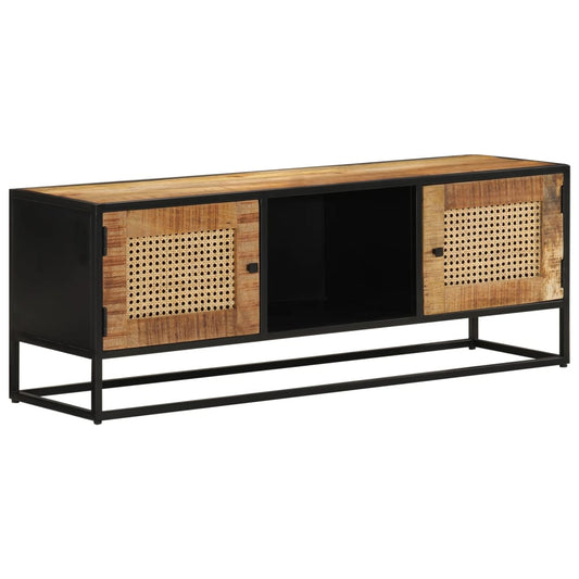 TV-Schrank 110x30x40 cm Raues Massivholz Mango & Eisen