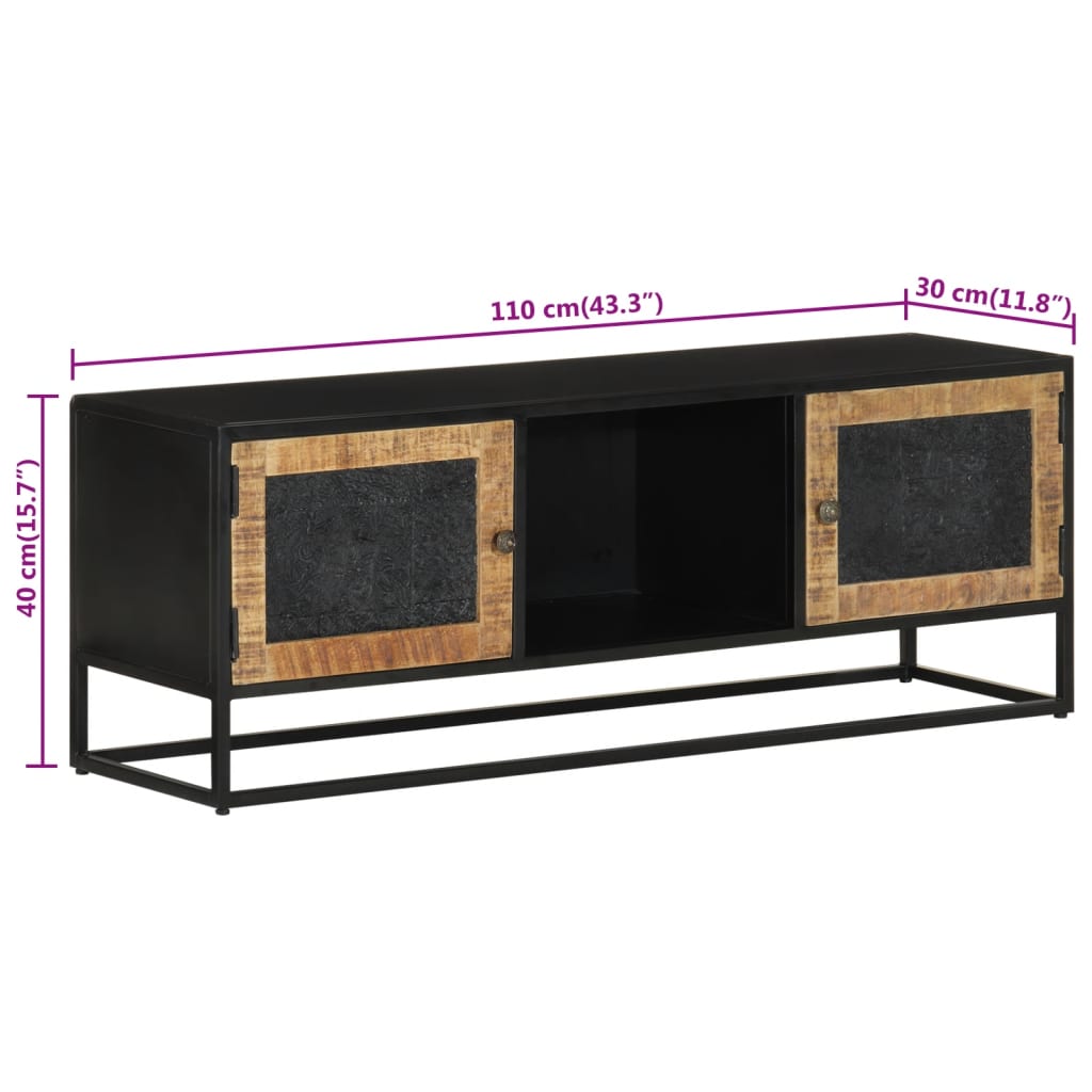 TV-Schrank 110x30x40 cm Massivholz Mango und Eisen