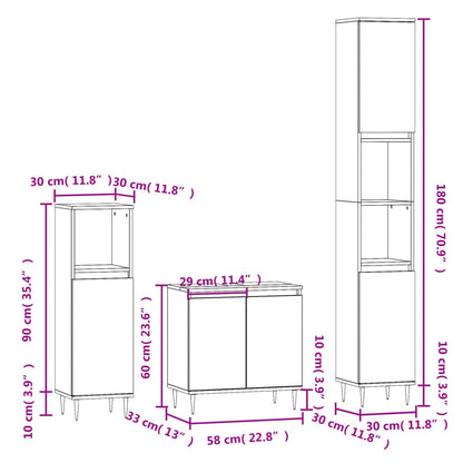 3-tlg. Badmöbel-Set Weiß Holzwerkstoff