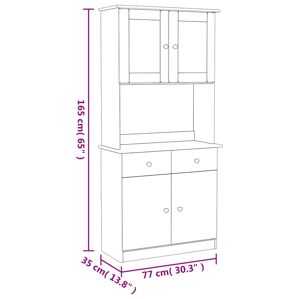 Highboard ALTA 77x35x165 cm Massivholz Kiefer