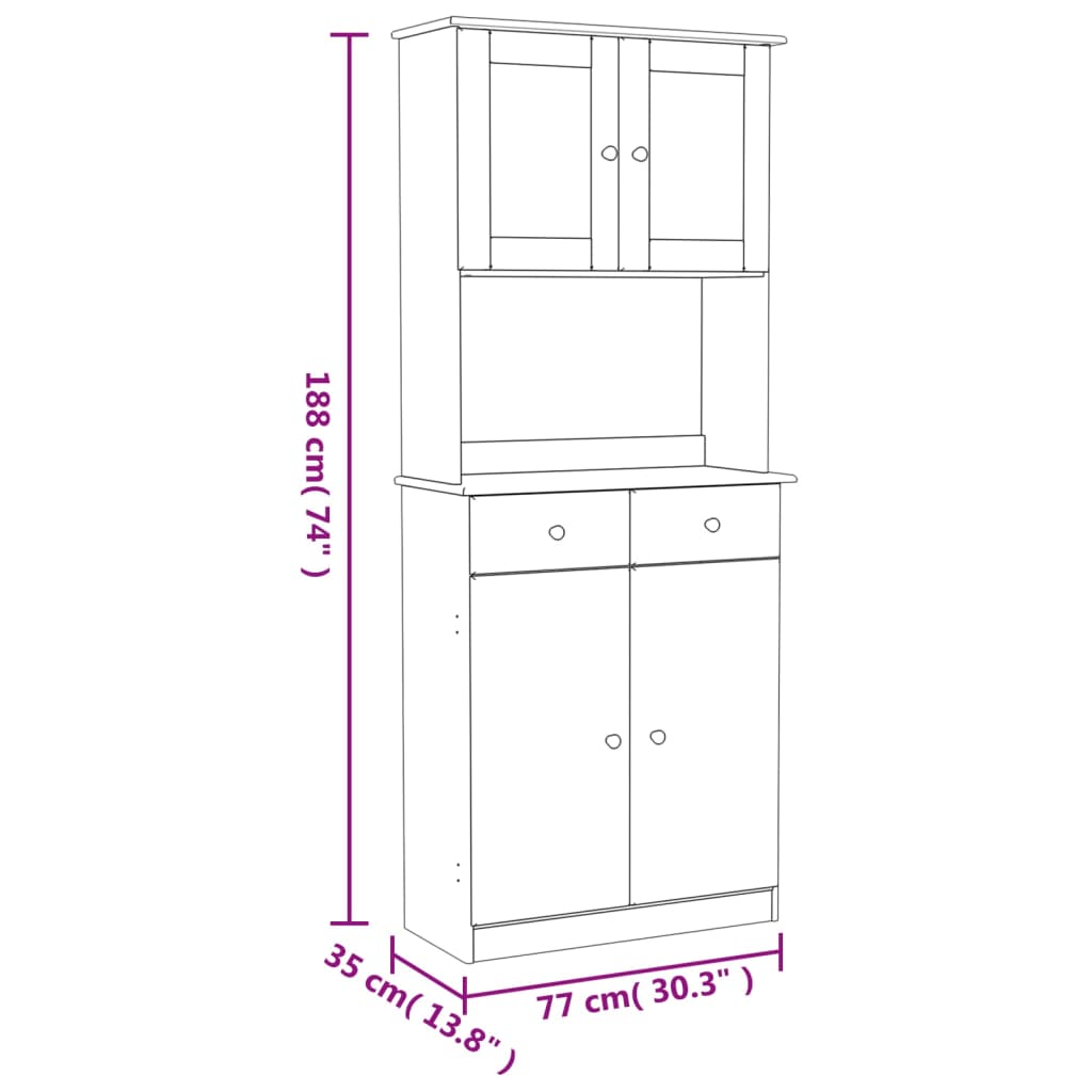 Highboard ALTA 77x35x188 cm Massivholz Kiefer
