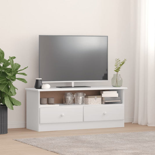 Meuble TV avec tiroirs ALTA Blanc 100x35x41 cm pin