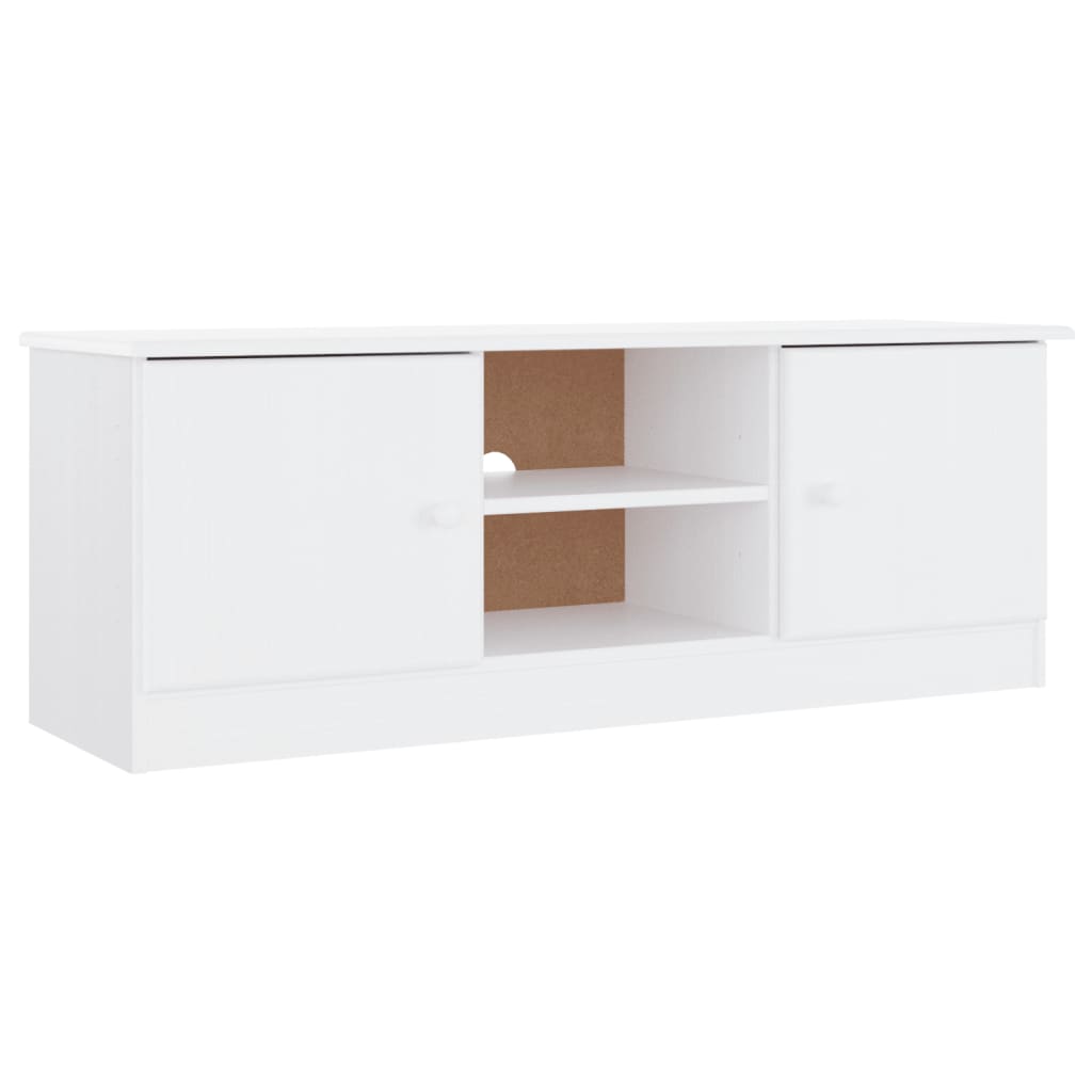 TV-Schrank ALTA Weiß 112x35x41 cm Massivholz Kiefer