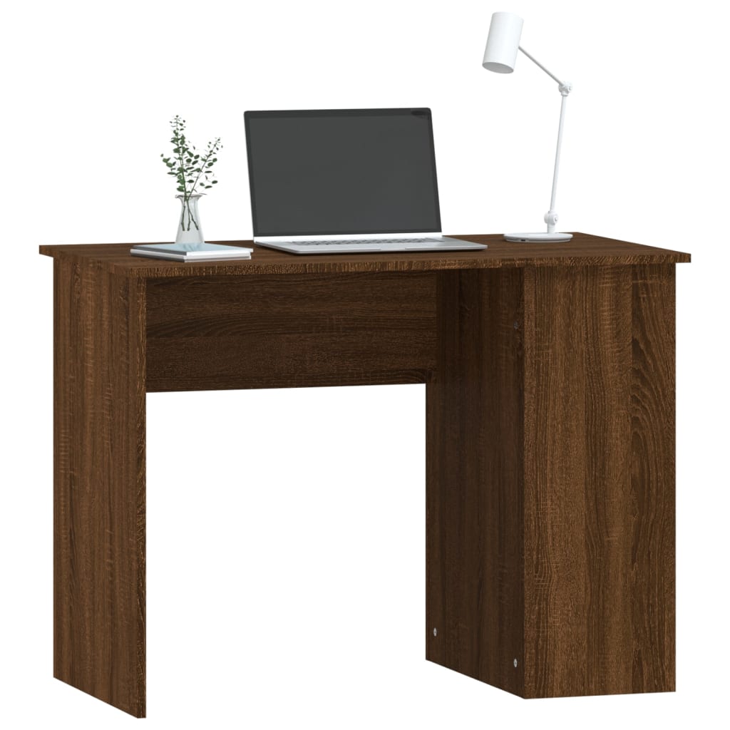 Bureau aspect chêne marron 100x55x75 cm matériau bois